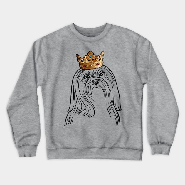 Lhasa Apso Dog King Queen Wearing Crown Crewneck Sweatshirt by millersye